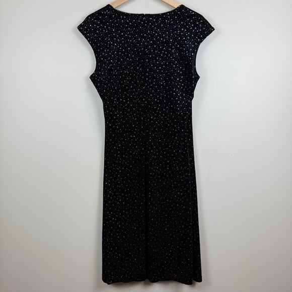 Vintage Connected Apparel Midi Dress Womens 10 Black Sparkle V-Neck Whimsigoth - Picture 3 of 9